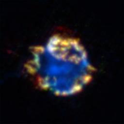 NASA's Spitzer Space Telescope used its infrared camera to image this beautiful bulb which might look like a Christmas ornament but is the blown-out remains of a stellar explosion, or supernova. 