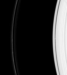 NASA's Cassini spacecraft captured signs of activity on both sides of the Roche Division, the region between Saturn's A and F rings in this image from Aug. 31, 2008.