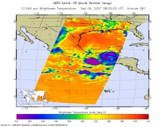 These infrared and microwave images were created with data retrieved by the Atmospheric Infrared Sounder (AIRS) on NASA's Aqua satellite, and show the remnants of the former Hurricane Felix over Central America, September, 2007.