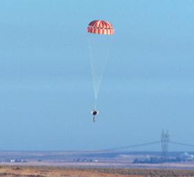 NASA's Phoenix Mars Lander parachuted for nearly three minutes as it descended through the Martian atmosphere on May 25, 2008. Extensive preparations for that crucial period included this drop test near Boise, Idaho, in October 2006.