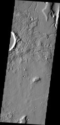 This image from NASA's Mars Odyssey shows several of the many channels on Mars located on the eastern margin of Tempe Terra.