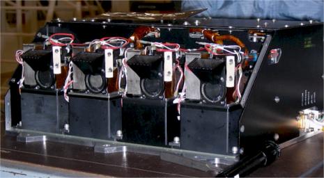 This image shows four Wet Chemistry Laboratory units, part of the Microscopy, Electrochemistry, and Conductivity Analyzer (MECA) instrument on board NASA's Phoenix Mars Lander. This image was taken before Phoenix's launch on August 4, 2007.