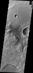 This image from NASA's Mars Odyssey shows a group of dunes located on the floor of an unnamed crater in Terra Cimmeria.