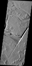 The channels seen in this image from NASA's Mars Odyssey spacecraft are all volcanic in origin. Many lava channels begin at vents, such as the fracture in this image.