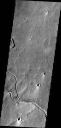 This image from NASA's Mars Odyssey shows a small section of Hebrus Vallis.