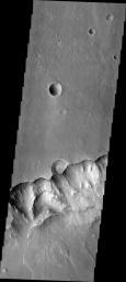 This 2001 Mars Odyssey spacraft image shows a landslide in Capri Chasma on Mars.