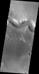 This image shows a small portion of Nirgal Vallis on Mars as seen by NASA's Mars Odyssey spacecraft.