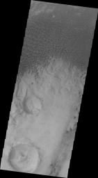 This 2001 Mars Odyssey image shows dunes in Aonia Terra on Mars.