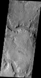 This image, taken by NASA's 2001 Mars Odyssey spacecraft, shows a small section of Naktong Vallis.
