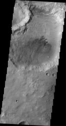 This image, taken by NASA's 2001 Mars Odyssey spacecraft, shows dunes on the floor of an unnamed crater in Tyrrhena Terra.