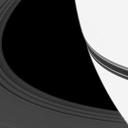 The shadow of Saturn's rings looks like a belt fastened around the planet's equator in this image. Overexposure to bring out the ring's details makes Saturn appear especially bright.