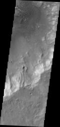 A sand dune field is located on the floor of this unnamed crater in Terra Cimmeria by NASA's 2001 Mars Odyssey spacecraft.