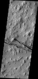 The fractures in this image taken by NASA's 2001 Mars Odyssey spacecraft are part of Cerberus Fossae.