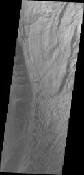 This image from NASA's 2001 Mars Odyssey shows a landslide deposit in Ophir Chasma.
