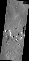 This unusual channel is located in northern Arabia Terra. This image from NASA's Mars Odyssey was captured on 2010-10-21 00:17.