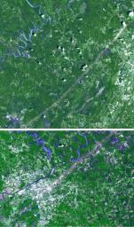 From April 25-28, 2011, one of the largest outbreaks of tornadoes ever recorded ripped across the Southern, Midwestern and Eastern United States. NASA's Terra spacecraft shows the scar the tornado left across Birmingham, Alabama.