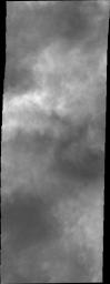 This image from NASA's 2001 Mars Odyssey spacecraft had been targeted on the dunes on the floor of Charlier Crater. Unfortunately, clouds are obscuring the view of the surface.