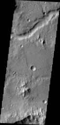 The unnamed channel in this image from NASA's 2001 Mars Odyssey spacecraft is located in northern Tyrrhena Terra.