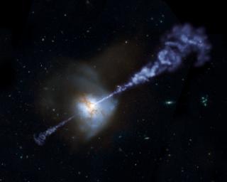 Herschel Space Observatory has shown that galaxies with the most powerful, active, supermassive black holes at their cores produce fewer stars than galaxies with less active black holes in this artist concept.