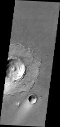 This image from NASA's 2001 Mars Odyssey spacecraft is of Lismore Crater. This crater, located in Chryse Planitia, is relatively unmodified, meaning it appears very much like it did when it first formed.