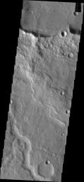 This unnamed channel is located in Terra Cimmeria as seen by NASA's 2001 Mars Odyssey spacecraft.