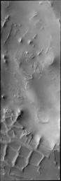 These ridges near the south polar cap are called Angustus Labyrinthus, as shown in this image captured by NASA's 2001 Mars Odyssey spacecraft.