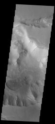 This image from NASA's Mars Odyssey spacecraft shows the eastern part of Hydrae Chasma.