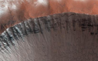 This image from NASA's Mars Reconnaissance Orbiter was planned to search for gully activity in the Northern Hemisphere.