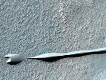 Sand dunes such as those seen in this image from NASA's Mars Reconnaissance Orbiter have been observed to creep slowly across the surface of Mars through the action of the wind.