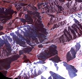 The 2014 Winter Olympic ski runs may be rated double black diamond, but they're not quite as steep as they appear in this image acquired by NASA's Terra spacecraft, of the skiing and snowboarding sites for the Sochi Winter Olympic Games.