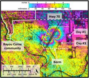 Analyses by NASA's UAVSAR radar performed after the Bayou Corne, La., sinkhole formed, show it was able to detect precursory ground surface movement of up to 10.2 inches (260 millimeters) more than a month before the sinkhole collapsed in Aug. 2012.