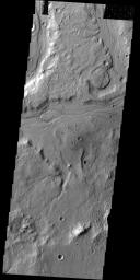Numerous unnamed channels seen in this image captured by NASA's 2001 Mars Odyssey spacecraft are located on the eastern margin of Tempe Terra.