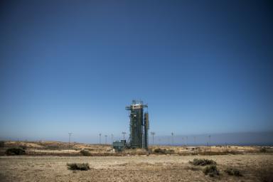 The launch gantry, surrounding the United Launch Alliance Delta II rocket with the Orbiting Carbon Observatory-2 (OCO-2) satellite onboard, is seen at Space Launch Complex 2, Sunday, June 29, 2014, Vandenberg Air Force Base, Calif.