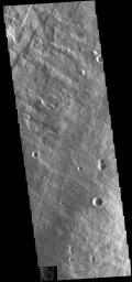This image captured by NASA's 2001 Mars Odyssey spacecraft shows part of the western flank of Pavonis Mons.