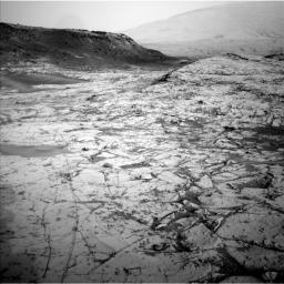 The first demonstration of NASA's MAVEN Mars orbiter's capability to relay data from a Mars surface mission, on Nov. 6, 2014, included this image, taken Oct. 23, 2014, by Curiosity's Navigation Camera, showing part of 'Pahrump Hills' outcrop.