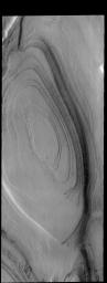 The layers in this image captured by NASA's 2001 Mars Odyssey spacecraft are near the margin of the south polar cap.