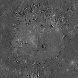 This mosaic from NASA's MESSENGER spacecraft of the mighty Caloris basin, Mercury's youngest large impact basin. Caloris has been filled by volcanic plains that are distinctive in color from the surrounding terrain.