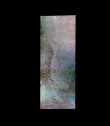 The THEMIS VIS camera contains 5 filters. The data from different filters can be combined in multiple ways to create a false color image. This image from NASA's 2001 Mars Odyssey spacecraft shows the surface of the south polar cap during springtime.