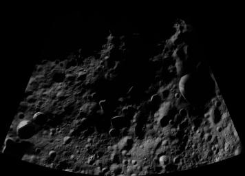 This image of Floronia AV-L-07, from the atlas of the giant asteroid Vesta, was created from images taken as NASA's Dawn mission flew around the object, also known as a protoplanet.