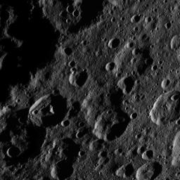 This image, taken by NASA's Dawn spacecraft, shows a portion of the northern hemisphere of dwarf planet Ceres from an altitude of 915 miles (1,470 kilometers). Jarovit crater, named for the Slavic god of fertility and harvest, is seen at lower left.
