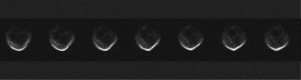 These first radar images of 2015 TB145 from the National Science Foundation's 1,000-foot (305-meter) Arecibo Observatory in Puerto Rico, indicate the near-Earth object is spherical in shape and approximately 2,000 feet (600 meters) in diameter.