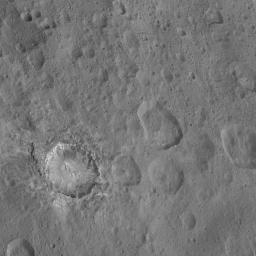 This image from NASA's Dawn spacecraft shows the dramatic-looking crater named Haulani on Ceres.