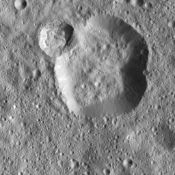 NASA's Dawn spacecraft captured this image on Dec. 18, 2015 of unnamed craters near the equator of Ceres. The image is centered at approximately 4 degrees south latitude, 350 degrees east longitude.