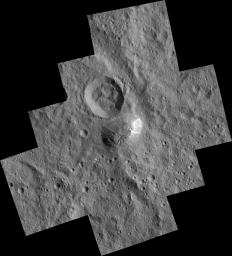 Ceres' mysterious mountain Ahuna Mons is seen in this mosaic of images from NASA's Dawn spacecraft, taken in December 2015.