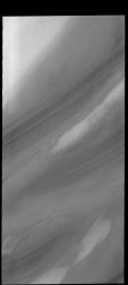 Troughs in the north polar cap reveal the layering of ice and dust, as shown in this image captured by NASA's 2001 Mars Odyssey spacecraft.
