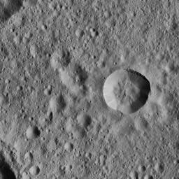 This view from NASA's Dawn spacecraft shows a fresh crater among older terrain on Ceres, typical of the terrain of the dwarf planet.