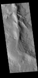 This image captured by NASA's 2001 Mars Odyssey spacecraft shows part of Huo Hsing Vallis, located on the northern margin of Terra Sabaea.