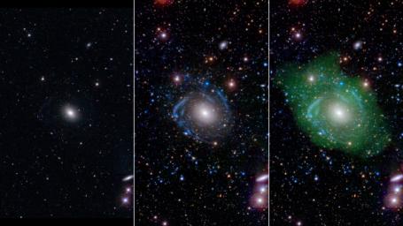 NASA's GALEX reveals the true nature of UGC 1382, dubbed the 'Frankenstein galaxy.' Scientists have discovered that UGC 1382 is a giant, and one of the largest isolated galaxies known.