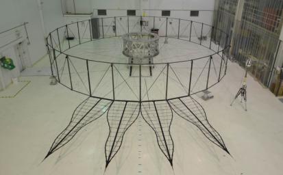 The four petals pictured in the image shows the bare bones of the first prototype starshade by NASA's JPL, being measured for this positional accuracy with a laser. As shown by this 66-foot model, starshades can come in many shapes and sizes.
