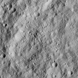 This image from NASA's Dawn spacecraft shows cratered terrain just south of the equator of Ceres. Dawn took this image on June 15, 2016, from its low-altitude mapping orbit, at a distance of about 240 miles (385 kilometers) above the surface.